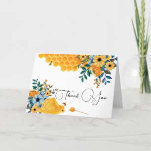 Carte De Remerciements Baby shower Floral d'abeille au miel doux moderne