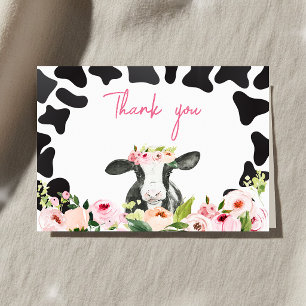 Carte De Remerciements Baby shower Floral de la Vache Sainte