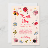 Carte De Remerciements Baby shower floral de Ladybug (Devant)