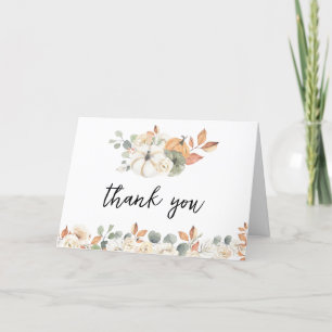 Carte De Remerciements Baby shower Floral Little Citrouille automne