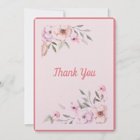Carte De Remerciements Baby shower floral rose (Devant)