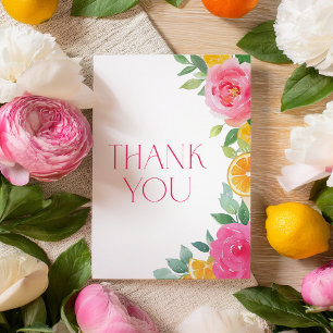 Carte De Remerciements Baby shower Floral rose Citrus