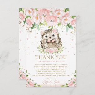 Carte De Remerciements Baby shower Floral rose pâle