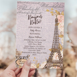 Carte De Remerciements Baby shower Floral rose Paris