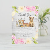 Carte De Remerciements Baby shower Floral Rustique (Debout devant)