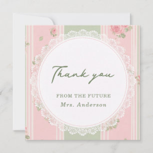 Carte De Remerciements Baby Shower Floral Vintage