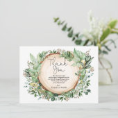 Carte De Remerciements Baby shower forestier botanique rustique (Debout devant)