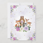 Carte De Remerciements Baby shower forestier floral pourpre (Dos)