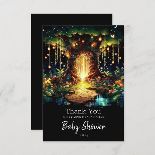 Carte De Remerciements Baby shower Forêt Enchantée Majestueux (Devant / Derrière)