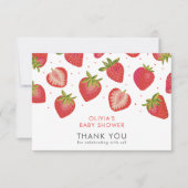 Carte de remerciements Baby shower fraise (Devant)
