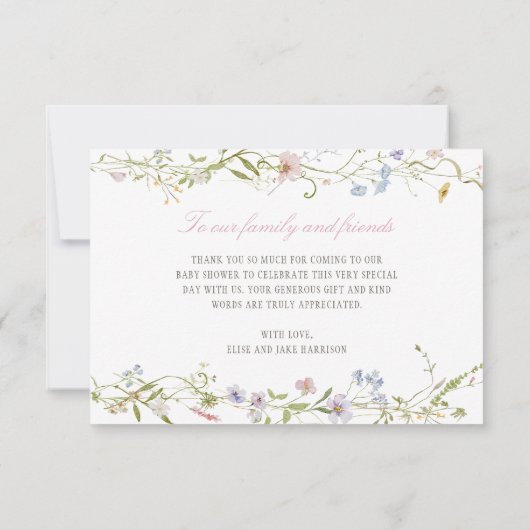 Carte De Remerciements Baby shower frontalier floral de printemps (Dos)