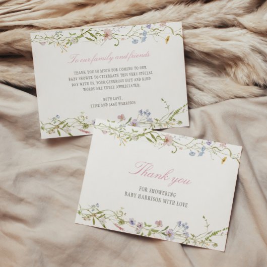 Carte De Remerciements Baby shower frontalier floral de printemps