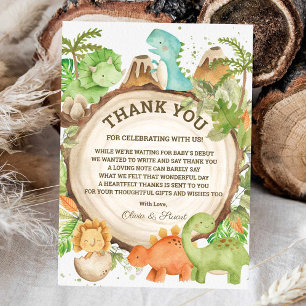 Carte De Remerciements Baby Shower Garçon Dinosaure Chic Décoration de Fe