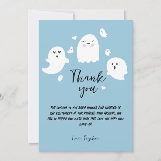 Carte De Remerciements Baby shower garçon Halloween Ghosts mignonne (Devant)