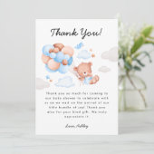 Carte De Remerciements Baby-Shower Garçon Ours en Peluche (Debout devant)