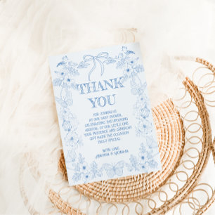 Carte De Remerciements Baby shower Garçon Toile De Jouy