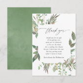 Carte De Remerciements Baby shower géométrique verdoyant (Devant / Derrière)