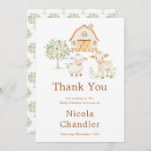 Carte De Remerciements Baby shower grange mignonne  (Devant / Derrière)