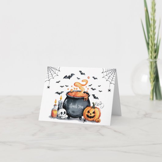 Carte De Remerciements Baby shower Halloween Éffrayant Cauldron tendance (Devant)