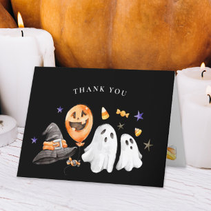 Carte De Remerciements Baby shower Halloween noir