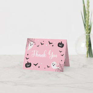 Carte De Remerciements Baby shower Halloween rose
