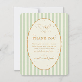 Carte De Remerciements Baby Shower Harry Potter Hedwig Rayure Verte