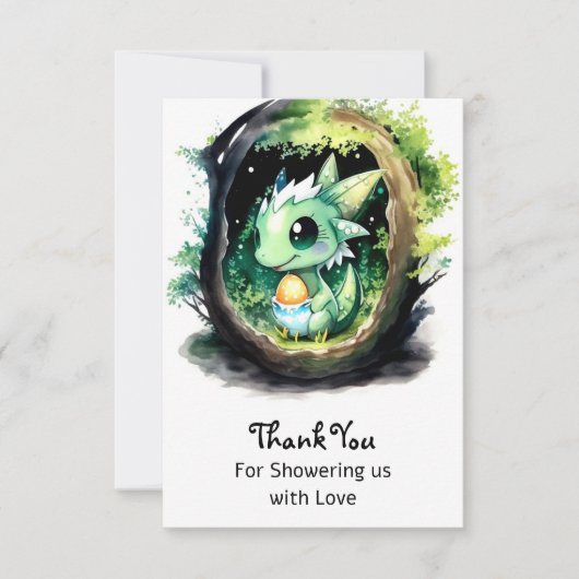 Carte De Remerciements Baby shower Imaginaire Dragon (Devant)