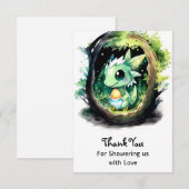 Carte De Remerciements Baby shower Imaginaire Dragon (Devant / Derrière)