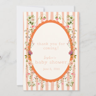 Carte De Remerciements Baby shower Jardin Blushing Personnalisable