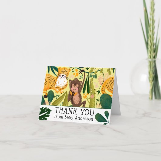 Carte de remerciements Baby shower Jungle (Devant)