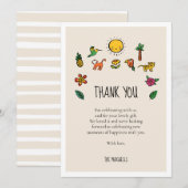 Carte De Remerciements Baby shower jungle tropicale mignon (Devant / Derrière)