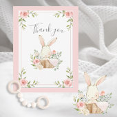 Carte De Remerciements Baby shower lapin à lapin rose