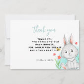 Carte De Remerciements Baby shower lapin d'aquarelle (Devant)