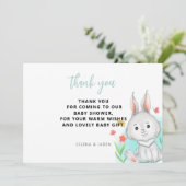 Carte De Remerciements Baby shower lapin d'aquarelle (Debout devant)