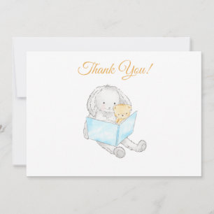 Carte De Remerciements *~* Baby Shower Lapin Lecture à Teddy