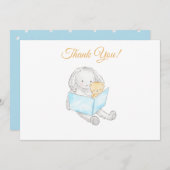 Carte De Remerciements *~* Baby Shower Lapin Lecture à Teddy (Devant / Derrière)