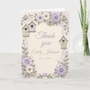 Carte De Remerciements Baby-Shower Lavande et Vert Sauge