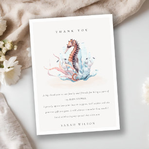 Carte De Remerciements Baby Shower Licorne de Mer Algue Corail Sous-Marin