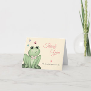 Carte De Remerciements Baby-Shower Licorne Grenouille Crème Fantaisiste