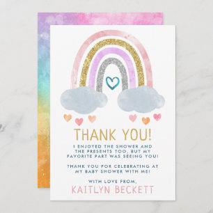 Carte De Remerciements Baby shower Little Rainbow