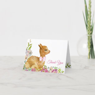 Carte De Remerciements Baby shower Llama