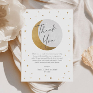 Carte De Remerciements Baby shower lune et étoiles