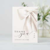 Carte De Remerciements Baby Shower Mariage au Ruban Blanc (Debout devant)