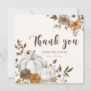 Carte De Remerciements Baby Shower Mariée Citrouille Blanche Automne