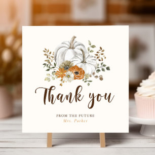Carte De Remerciements Baby Shower Mariée Citrouille Blanche Automne