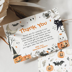 Carte De Remerciements Baby shower mignet Citrouille Halloween Little Boo