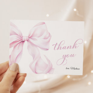 Carte De Remerciements Baby shower mignon à cou rose