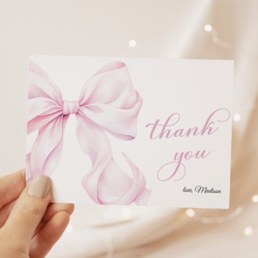 Carte De Remerciements Baby shower mignon à cou rose