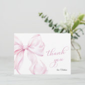 Carte De Remerciements Baby shower mignon à cou rose (Debout devant)