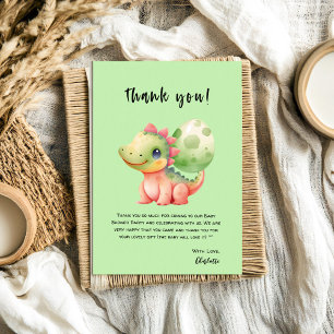 Carte De Remerciements Baby-Shower Mignon Dinosaure Bébé Aquarelle